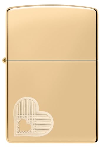 Image of Zippo Double Hearts Design High Polish Brass Pocket Lighter