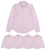 ブラウス ワイシャツ レディース 5枚セット 長袖 開襟 オフィス ビジネス フォーマル シャツ 形態安定 事務服 制服 就活 リクルート スリム ピンク 3L / la-01-5set-3l-lo-2102