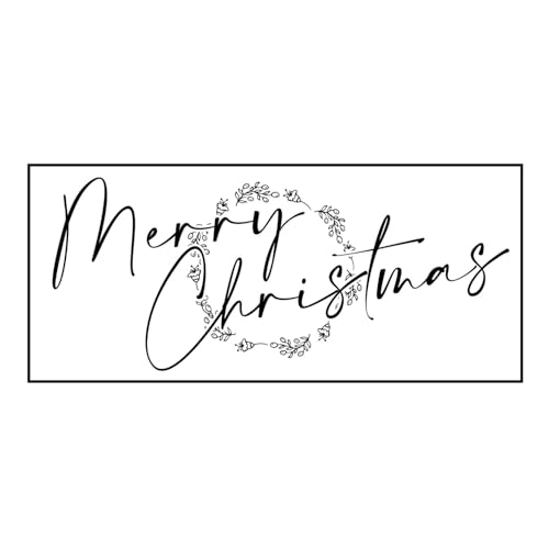 Merry Christmas Black and White 24x48 Unframed Poster Paper Extra Large - Great Holiday Season Decorations, Farmhouse Family Home Decor, Living Room or Porch Display, Minimalist Gifts and Holidays