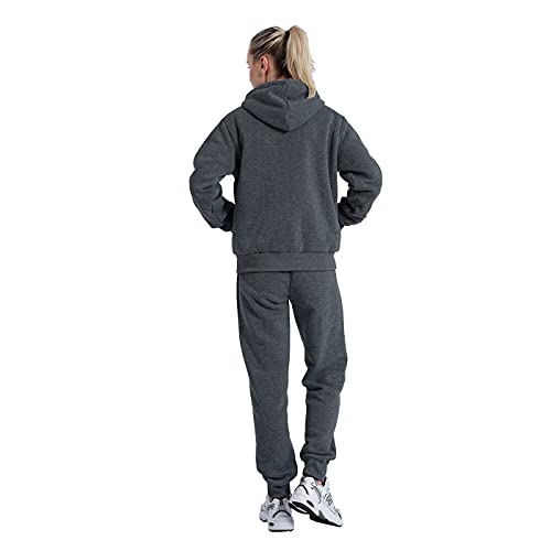 Leehanton Winter Outfits For Women Jogging Activewear Zip Up Sherpa Lined 2 Pieces Warm Heavyweight Fleece Sweat Suits Dark Grey M #TOP2