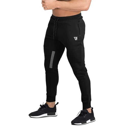 BROKIG AeroMaille Pantalon Jogging Homme Pantalons Sport avec Poches Zippées Hommes Survêtement Fitness Respirant Running(Noir,M)
