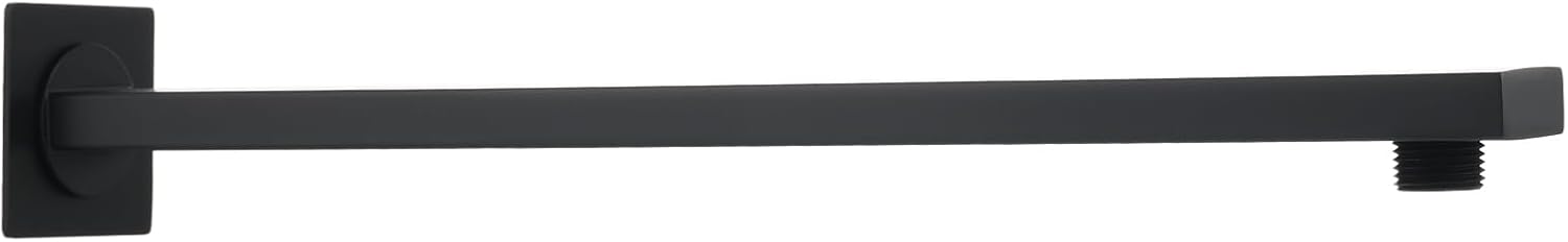 Tecmolog 16 Inch Black Shower Head Extension Arm Stainless Steel Extra Long Shower Arm Wall Mount for Rainfall Shower, HPF003B