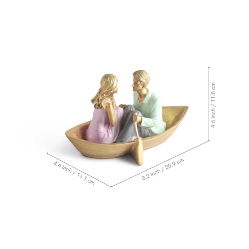 Image of ExclusiveLane 'Boat Couple' Resin Decorative Items for Living Room (Hand-Painted, 11.8 Cm)|Couple Show Pieces for Home Decor |Multicoloured