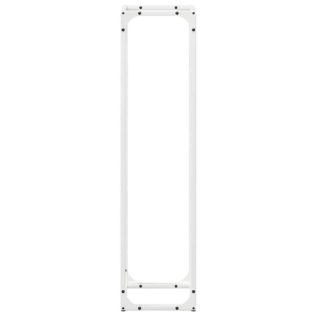 Estantería para leña blanca de acero laminado en frío, 25 x 25 x 100 cm, 100 kg de carga, leña para chimenea, soporte para leña para interior, salón, chimenea, horno y almacenamiento en seco