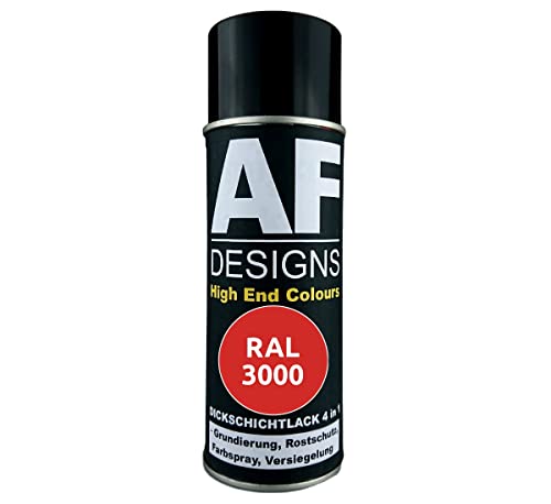 Alex Flittner Designs Rust Protection Paint 4-in-1 RAL 3000 Fire Red Metal Protective Paint Spray Rust Protection Paint Spray Can