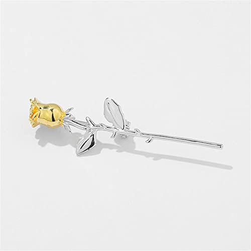 Image of Rose Flower Brooch Lapel Pins Wedding Party Badge Dress Hat Bag Suit Accessories Mother's Day Valentine Jewelry for Women Gifts