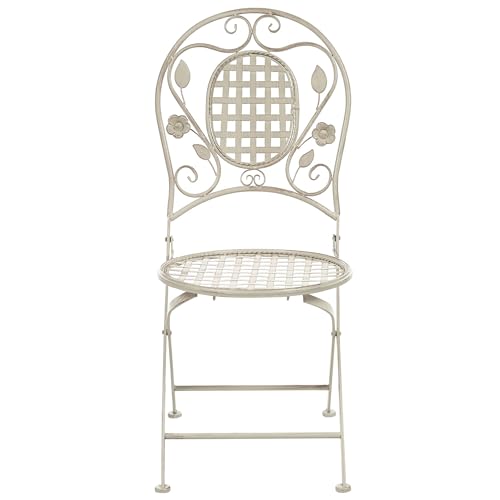 Beliani Lot 2 Chaises de Jardin Bistrot Blanc Cassé Pliantes pour Patio Terrasse ou Balcon au Style Traditionnel et Provençal – Image 6