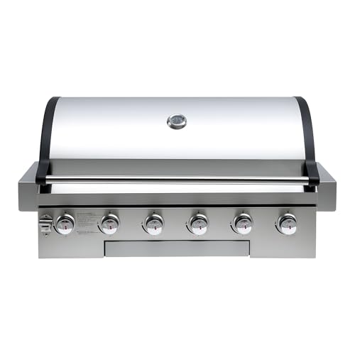 Flintex 40 Inch Built-in BBQ Gas Grill (NG/LPG Convertible), 6-Burner Outdoor Kitchen Gas/Propane Grill with Griddle Combo, Stainless Steel Built-in Outdoor BBQ Grill for Outdoor Kitchen