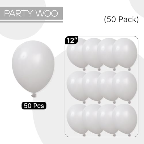 Image of PartyWoo Grey Balloons 50pcs Light Pastel Pale Gray Color 12 Inch