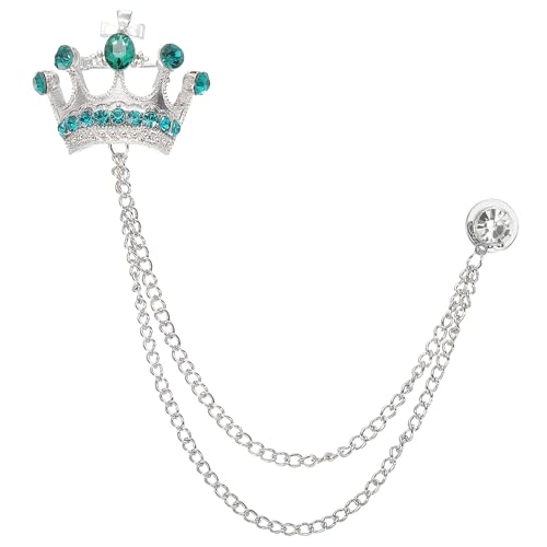 Image of PATIKIL Crown Hanging Chain Brooch Pins | Rhinestone Suit Pins Fashion Crystal Lapel Pins for Women Men