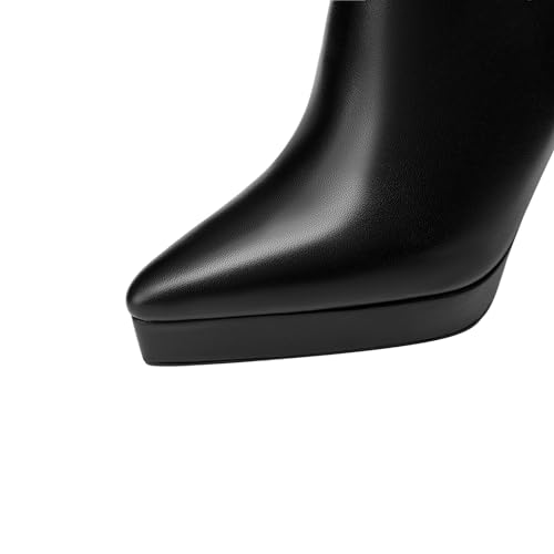 TinaCus Women's Pointed Toe Handmade Platform Stiletto High Heels Genuine Leather Zip Up Pumps Shoes2