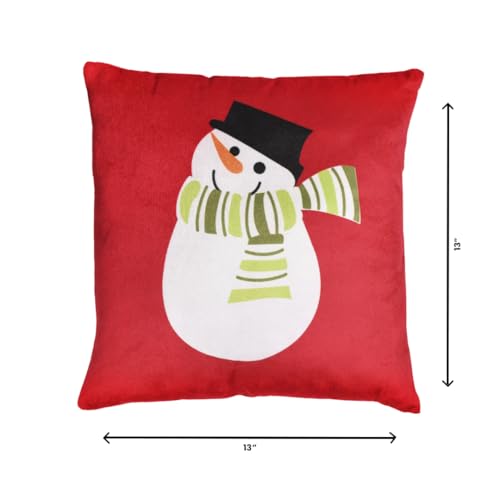 Image of Ultra 13 inch Christmas Snowman Soft Premium Plush Cushion Pillow in Red | Perfect for Snuggling and Playtime | Animal Toy Birthday | Anniversary | Christmas | Diwali | Home Decor