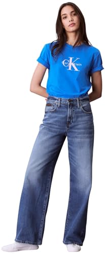 Calvin Klein Damen T-Shirt Kurzarm Hero Classic Monologo Tee mit Rundhalsausschnitt, Blau (Cobalt Blue), 2XS – Ansicht 5