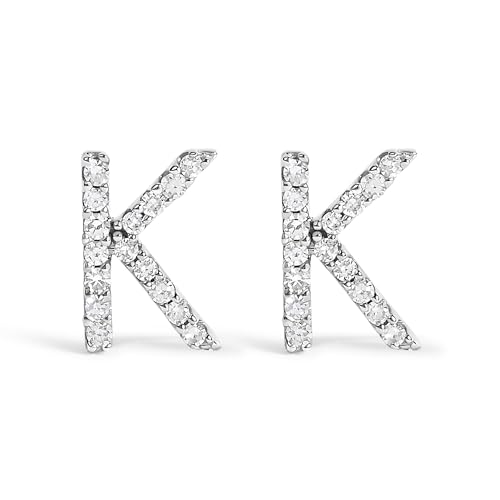 10K White Gold 1/10 Cttw Diamond 'K' Initial Stud Earring