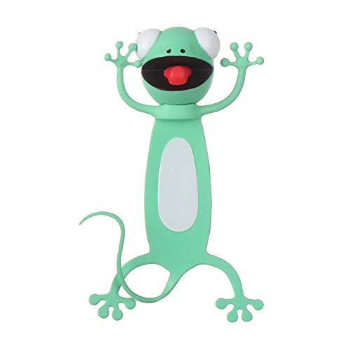 Cartoon Bookmarks 3D Stereo Wacky Animal Book Mark Ouch Series PVC Funny Cute creatived Gifts (Gecko)