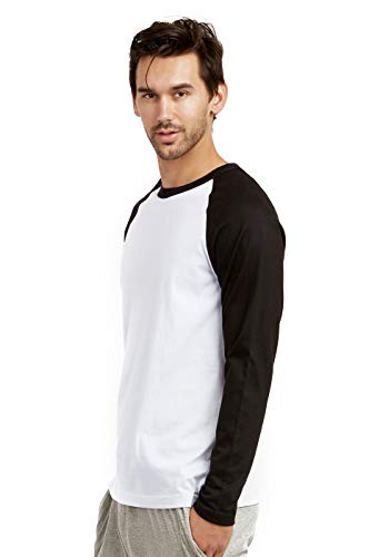 Men's Full Length Sleeve Raglan Cotton Baseball Tee Shirt2