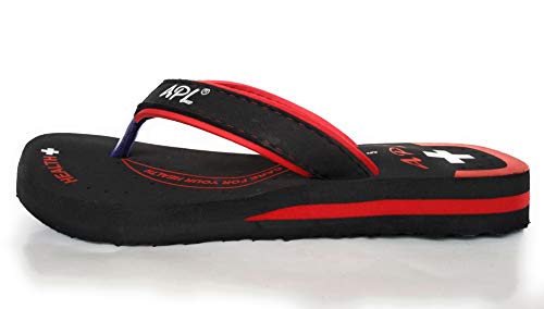 Image of APL Super Soft Flat Ortho Slippers for Women (Health Plus) (6 IND /UK (39 EUR), Black /RED)