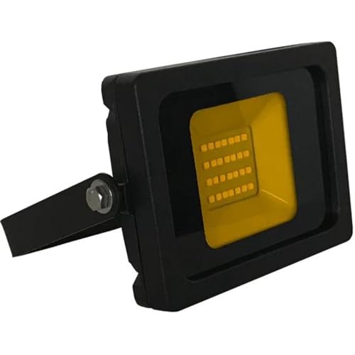 10W Amber LED Slimline Floodlight, Waterproof Outdoor Light, IP65 Rated Focus Light for Small Patio Areas, Garden Security Lights, Energy-Efficient 80W Equivalent with 120-Degree Beam Angle