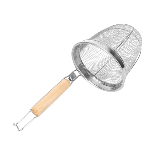 VALICLUD Colador De Acero Inoxidable Con Malla Fina Para Pasta y Dumplings Resistente Al Calor Mango De Madera Antitérmico Cesta Profunda Para Escurrir y Cocinar Para Cocina Doméstica