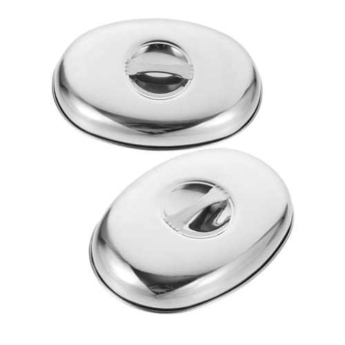 Cabilock 2pcs Stainless Steel Cheese Melting Dome Oval Food Cover for Griddle Basting Protector for Steaks and Burgers Kitchen and Restaurant Use Temperature Retention and Elegant