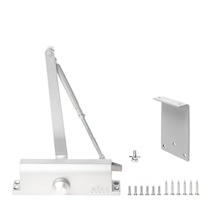 Miko Automatic Door Closer – Hydraulic, Medium/Heavy Duty, Commercial/for Home, Soft Auto Silent Adjustable Door Closer, Grade/Size 3, Interior – Exterior, No Slam, Parallel Arm, UL10C, (Silver)