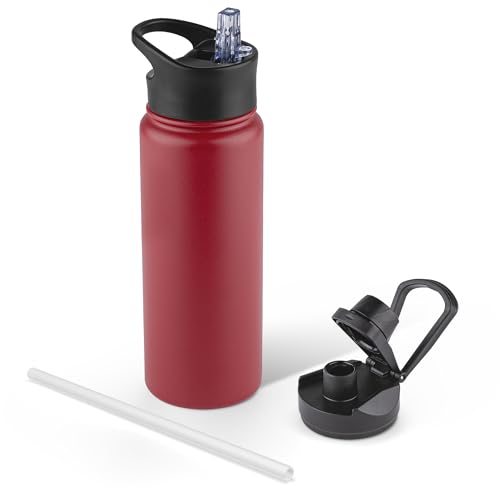 VQRRCKI 24 oz Insulated Water Bottle with Straw Lid & Wide Mouth Lids, Stainless Steel Sports Water...