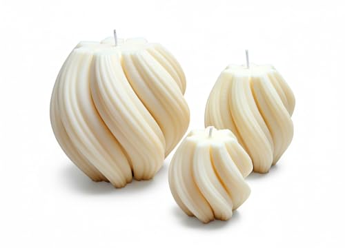 Bougies en spirale XXL artisanales design ondulé blanc pour décoration épurée