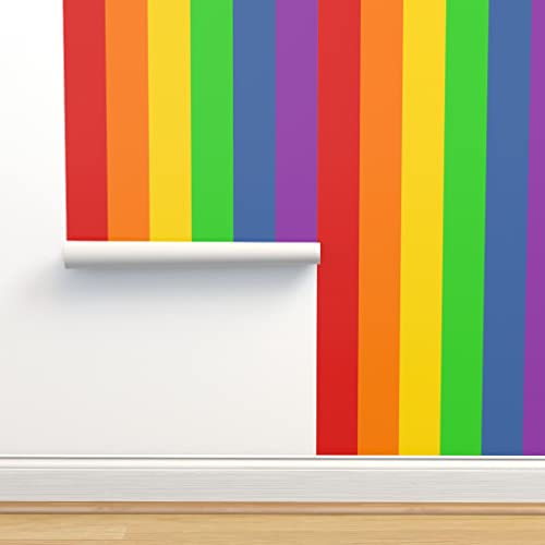 Spoonflower Peel and Stick Removable Wallpaper, Lovewins Pride Rainbow Stripes Love Wins LGBT Print, Self-Adhesive Wallpaper 24in x 144in Roll Spoonflower Peel and Stick Removable Wallpaper, Lovewins Pride Rainbow Stripes Love Wins LGBT Print, Self-Adhesive Wallpaper 24in x 144in Roll