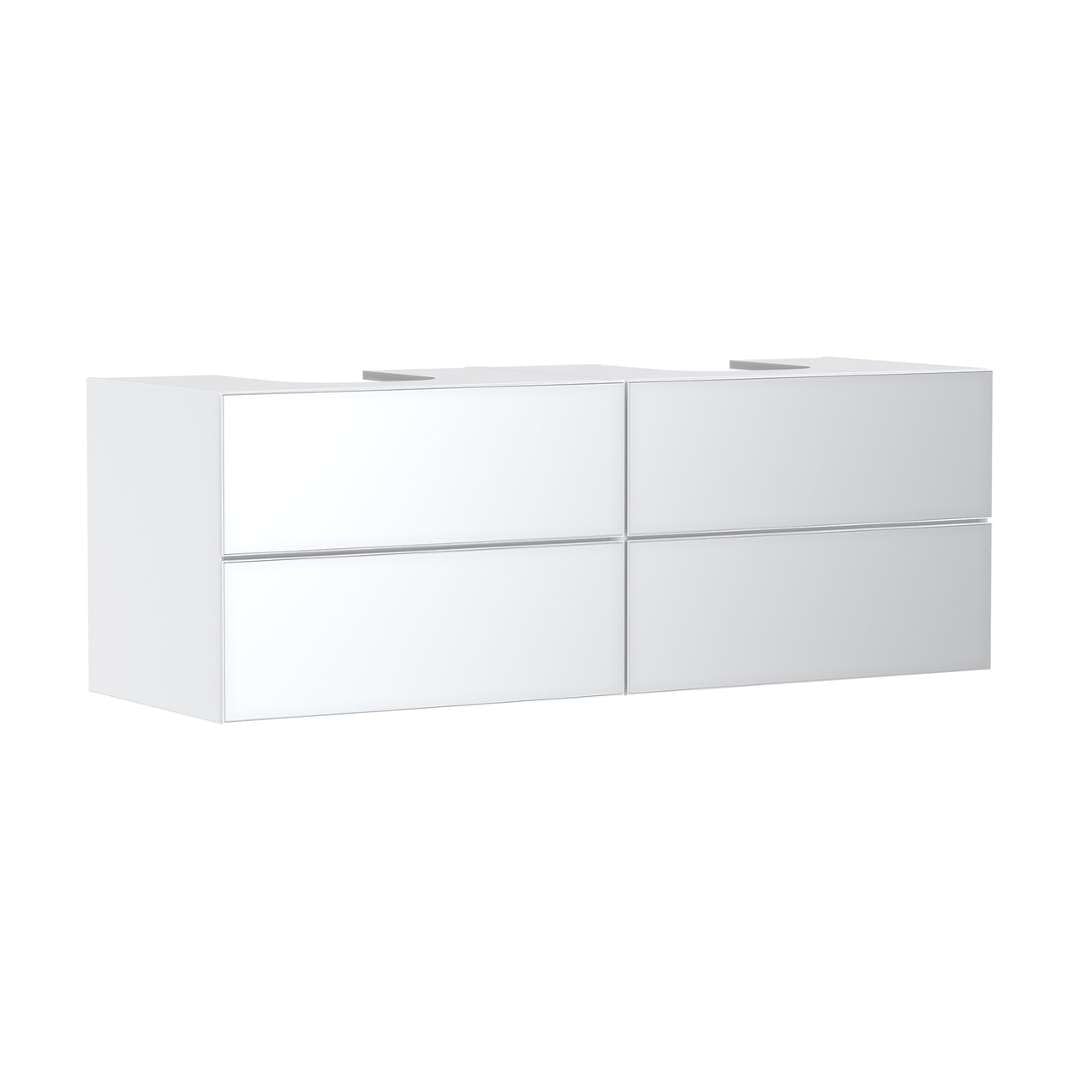 Hansgrohe Xevolos E Mueble bajo Lavabo, 4 cajones, 2 Huecos, 1570x550x555mm, para Consola con 2 lavabos sobre encimera, 54, Color: Carcasa Blanca Mate, Frontal Blanco Metalizado