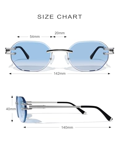 Rimless Rectangle Metal Sunglasses Trendy Retro Sun Shades Fashion Frameless Tinted Glasses Eyewear for Men Women3
