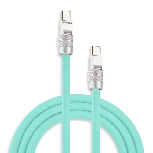 Image of chubbycable Chubby 2.0 Fast Charging Cable Durable Soft Silicone USB C Cable 240W Extra Thick Charger Cord Compatible with iPhone 17-15 Series iPad, Light Blue, Type-C to Type-C, 6.6 FT