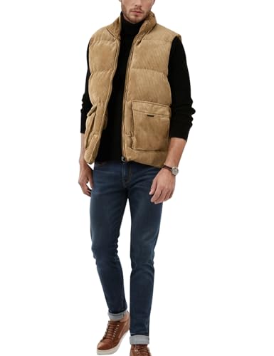Flygo Mens Sherpa Lined Puffer Vest Corduroy Winter Vests Warm Sleeveless Quilted Fleece Vest Jacket Outerwear4
