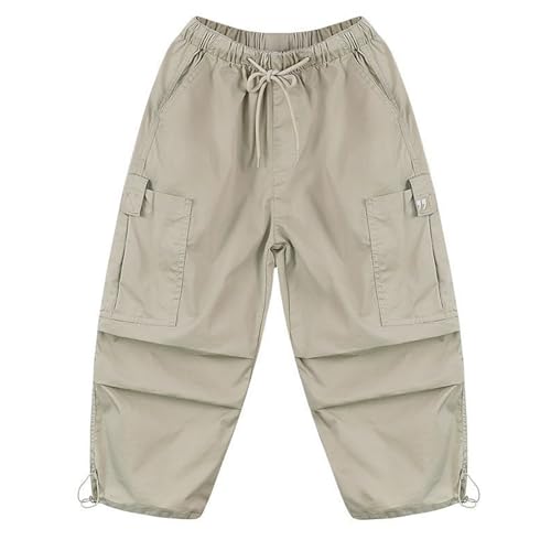 Boys Baggy Cargo Pants Casual Loose Fit Parachute Pant Fashion Harem Joggers Sweatpants with Pockets 4-5 Years 05 Khaki2