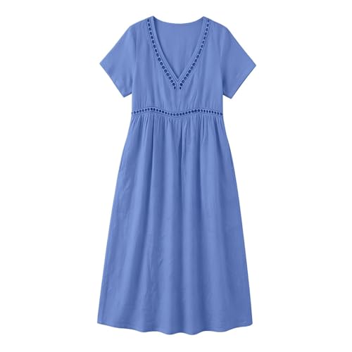 Vestido largo bohemio para mujer en algodón y lino con manga 3/4 6