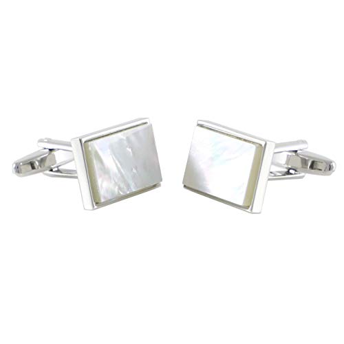 Mother Of Pearl Cufflinks With Box Men Classic White Stone Cuff Links Wedding Groom Gift2