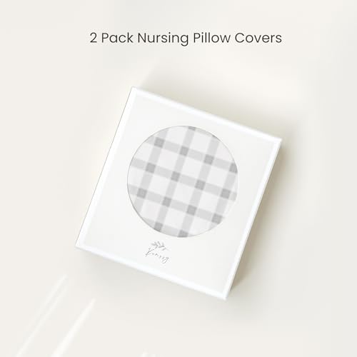 Image of Konssy 2 Pack Nursing Pillow Covers, Stretchy and Soft Nursing Cover for Breastfeeding Pillows, Pillow Slipcover for Baby Girls Boys Newborn (Starry Whales,Cozy Grid)