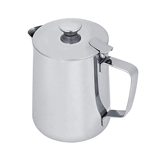 Jarra de leche de acero inoxidable con tapa para café con leche, 250 ml, 350 ml, 1000 ml a 600 ml