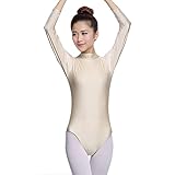 Whitewed Adult High Neck Turtleneck Zipper Back Skin Colored Long Sleeve Leotard Bodysuit Outfit