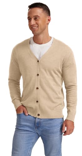 NITAGUT Men's Vintage Striped Long Sleeve Cardigan Sweater with Button V Neck Knitted Sweaters4