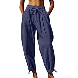 AEGJEGVD Pantalon Sarouel Femme Lin Offre de Printemps Pantalons Chic Respirant Ample Taille Haute 7/8 Jogging Grande Taille Pas Cher Soldes D'Été Pantalon Large Offres Pant de Plage Vacances