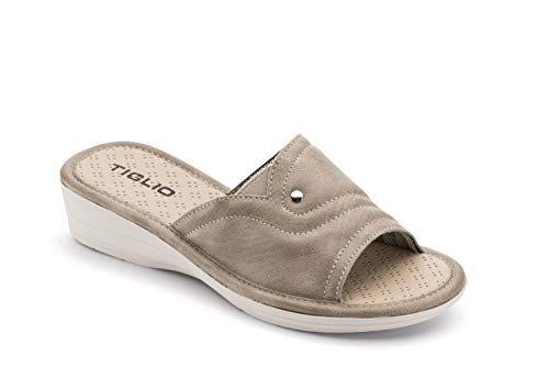 Modèle 1622 Chaussons d'été pour femme, confortable, en synthétique avec élastique latéral et ouverture du talon 3 cm - Beige - beige, 36 EU EU Cover