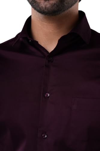 Image of Tangible Men's 98% Cotton 2% Elastane Stretchable Formal Shirt | Satin Weave | Classic Fit | Full Sleeves