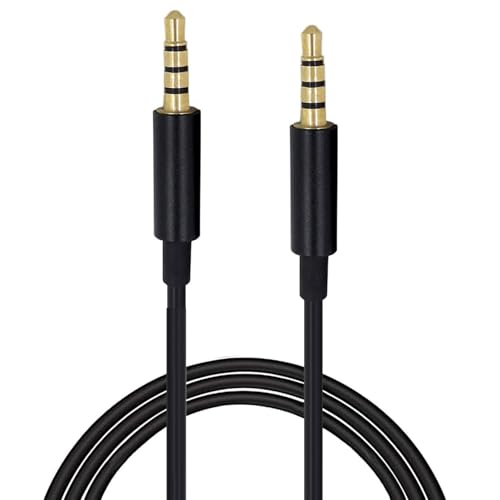 TECHZOCO Cable Audio alargador macho a macho, Cable Audio estéreo Jack 3.5 mm TRRS 4 Pines, Apto para Auxiliar para Radio de Coche, Cascos, PS5, Xbox, Reproductor DVD, Altavoz,PC,TV, 2 Metros
