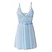 Women Lingerie Lace Babydoll Mesh Sheer Nightgown Chemise Boudoir Nightie Sleepwear See Through V-Neck Nightdress Light Blue