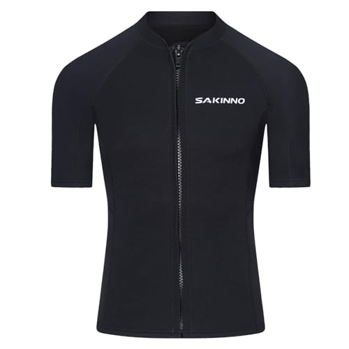 Men Wetsuit Tops 2mm Neoprene Jacket Surfing Swimming Short Sleeve Front Zip Wet Suit for Water Sports miniatura 1