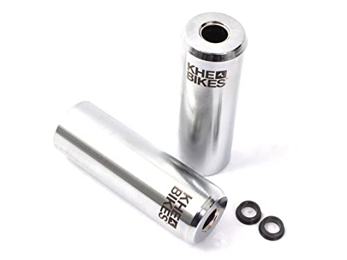 KHE CNC PRO BMX Pegs 10 mm 14 mm Argent chromé 492 g avec adaptateur et logo laser