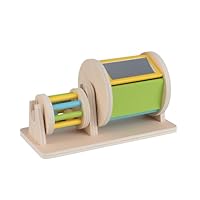 runpeak Spinning Drum Baby Toy - Sensory Wooden Baby Toys, Musical Baby Spinner Toy, Montessori Toys for Babies 6-36 Months,Colorful Rainbow Fabric Ball Kit Toys for Easter, Children's Day, Birthday