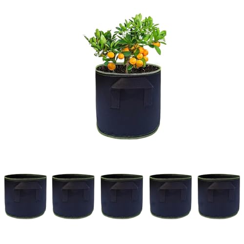 NUWIQ Pflanzsack, 5 Pack 4L Gemüse Grow Taschen, Pflanzsack aus Vliesstoff, Garten Pflanze Grow Taschen, Pflanzen Wachstum Taschen mit Starken Griffen, für Tomaten, Blumen, Pflanzen und mehr