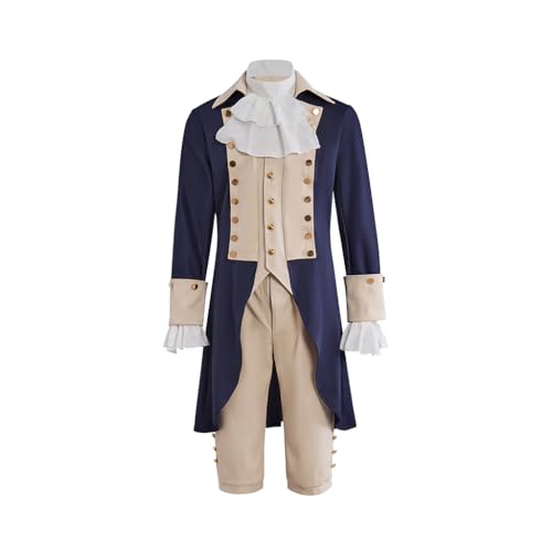 ZODICOS Mens Hamilton Costume President Cosplay Suit Musical Uniform Colonial Outfit (Navy Blue XXL)