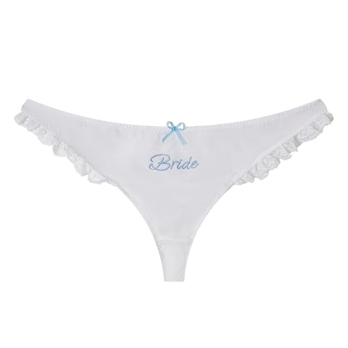 Bride Thong,S/M/L Lace Ruffle Embroidered Thong,Bride Panties,Bridal Bachelorette Bridesmaid for Brides Gift